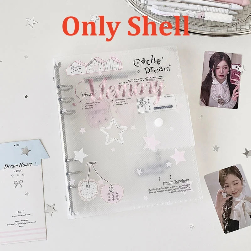 A5 Loose-Leaf Ring Binder Notebook Journal Planner – Ins Style Ring Binder Notebook Richie's Cherry - only shell