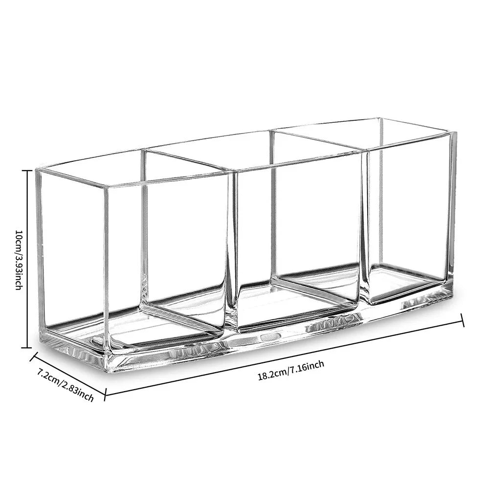 Clear 3-Grid Makeup Organizer – Lipstick & Cosmetic Holder Makeup Organizer Box Richie's 1pc