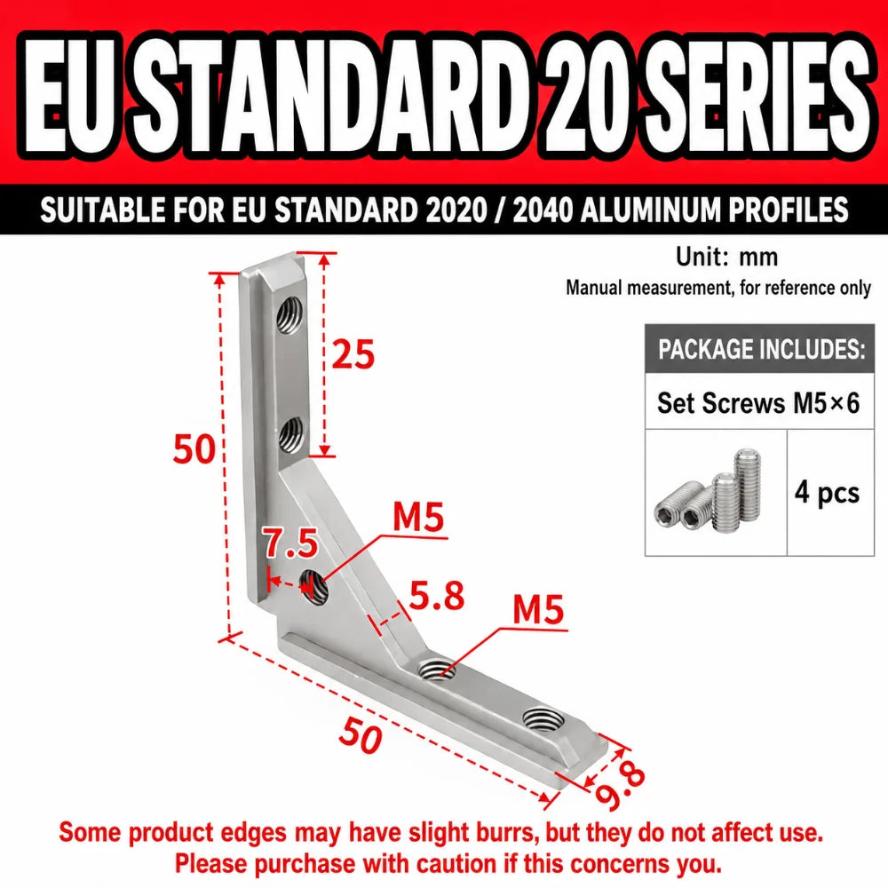 Aluminum Angle Slot Connector L Bracket 2020 3030 4040 Profile Corner Bracket Richie's 1pcs 2020