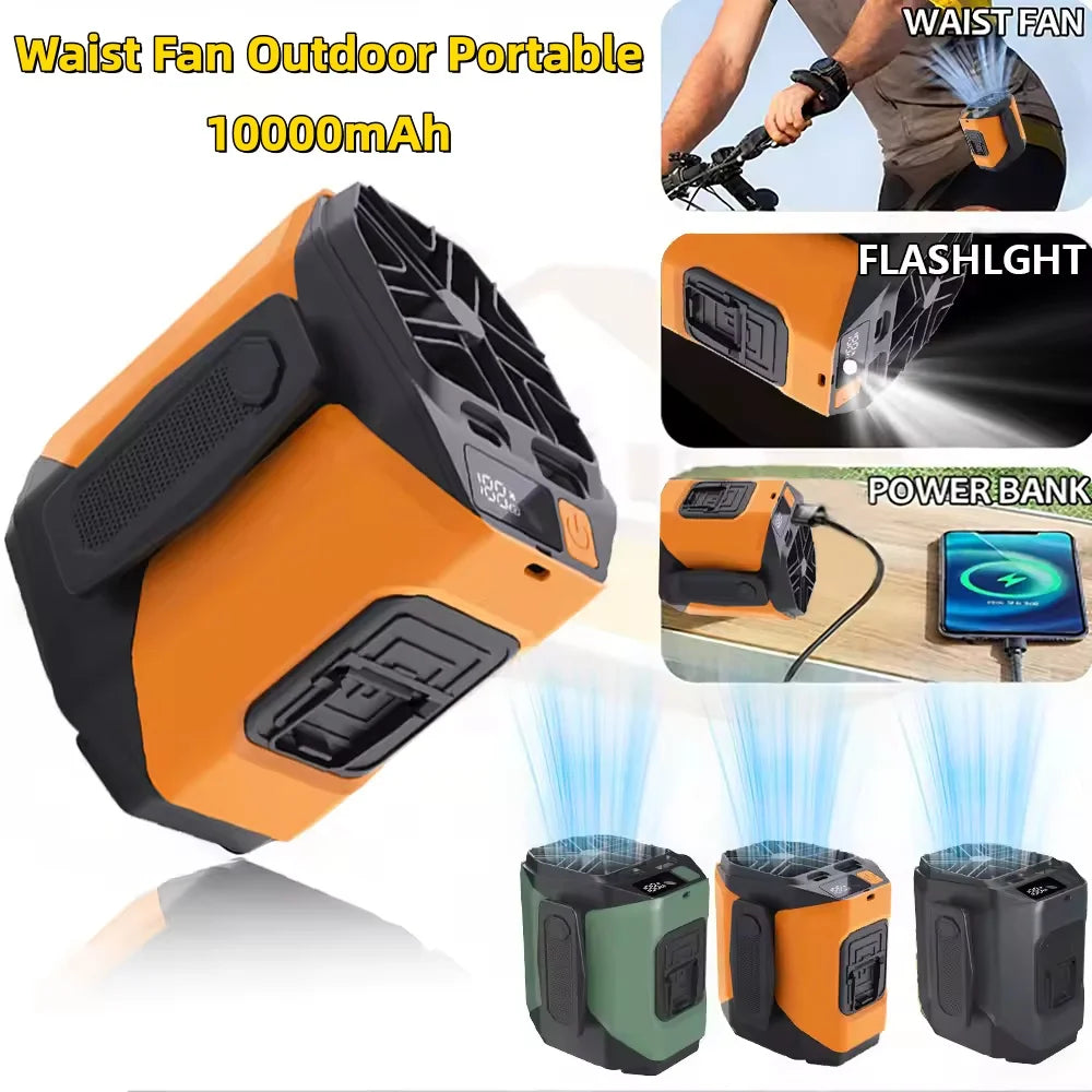 Wearable Neck & Waist Fan with LED Light & Power Bank Wearable Portable Fan Richie's
