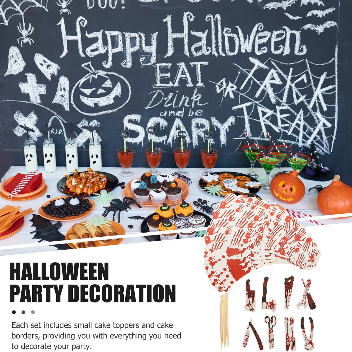 Halloween Cupcake Wrappers & Topper Kit – 2 Set Party Decor Cupcake Decoration Kit Richie's