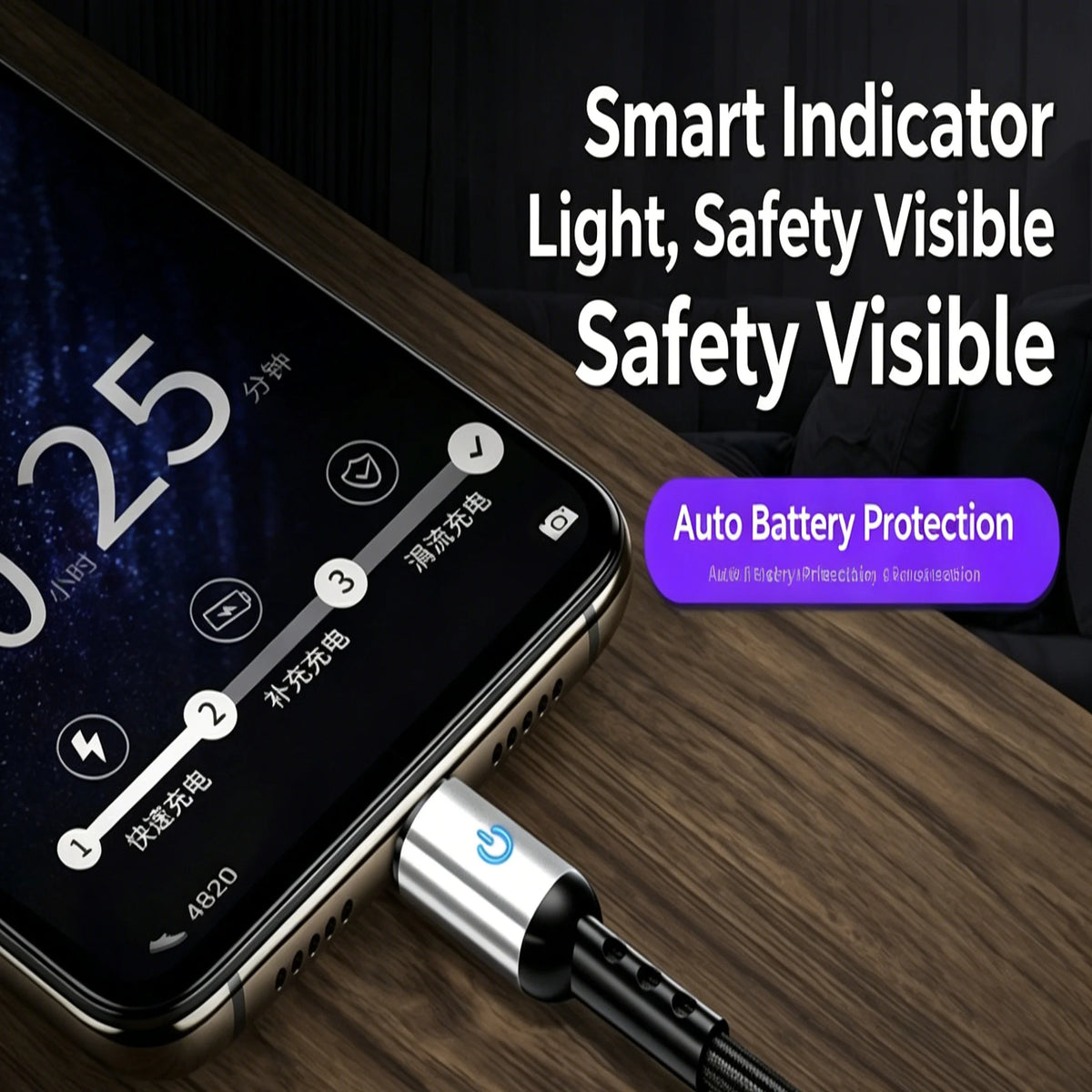 FUCHU Braided USB-C Cable LED Indicator Fast Charging 1.2M USB-C Charging Cable Richie's