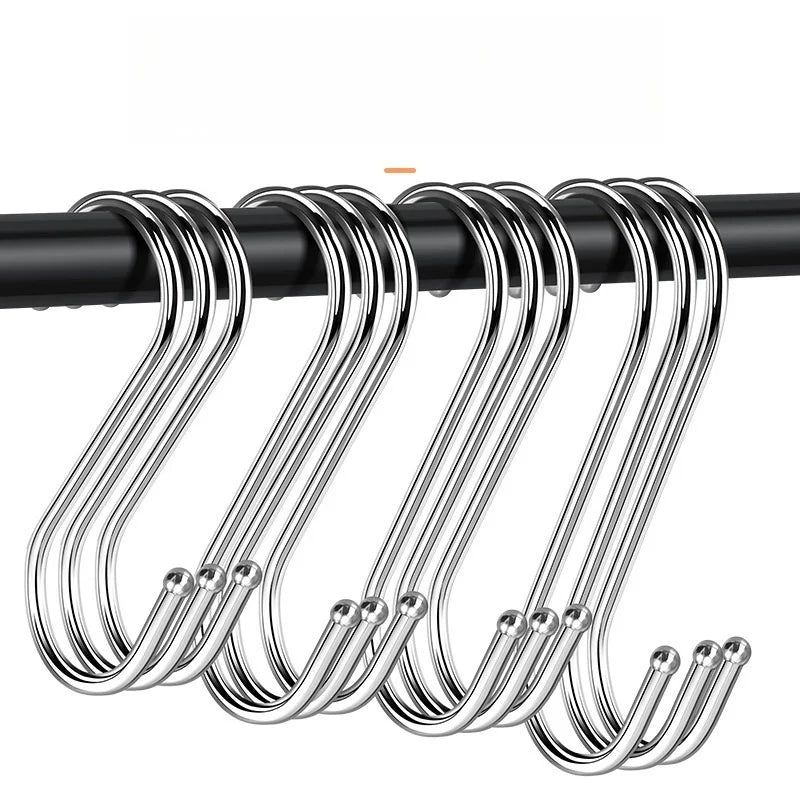 10pcs Stainless Steel S-Hooks for Kitchen, Bathroom & Home S-Shaped Hooks Richie's