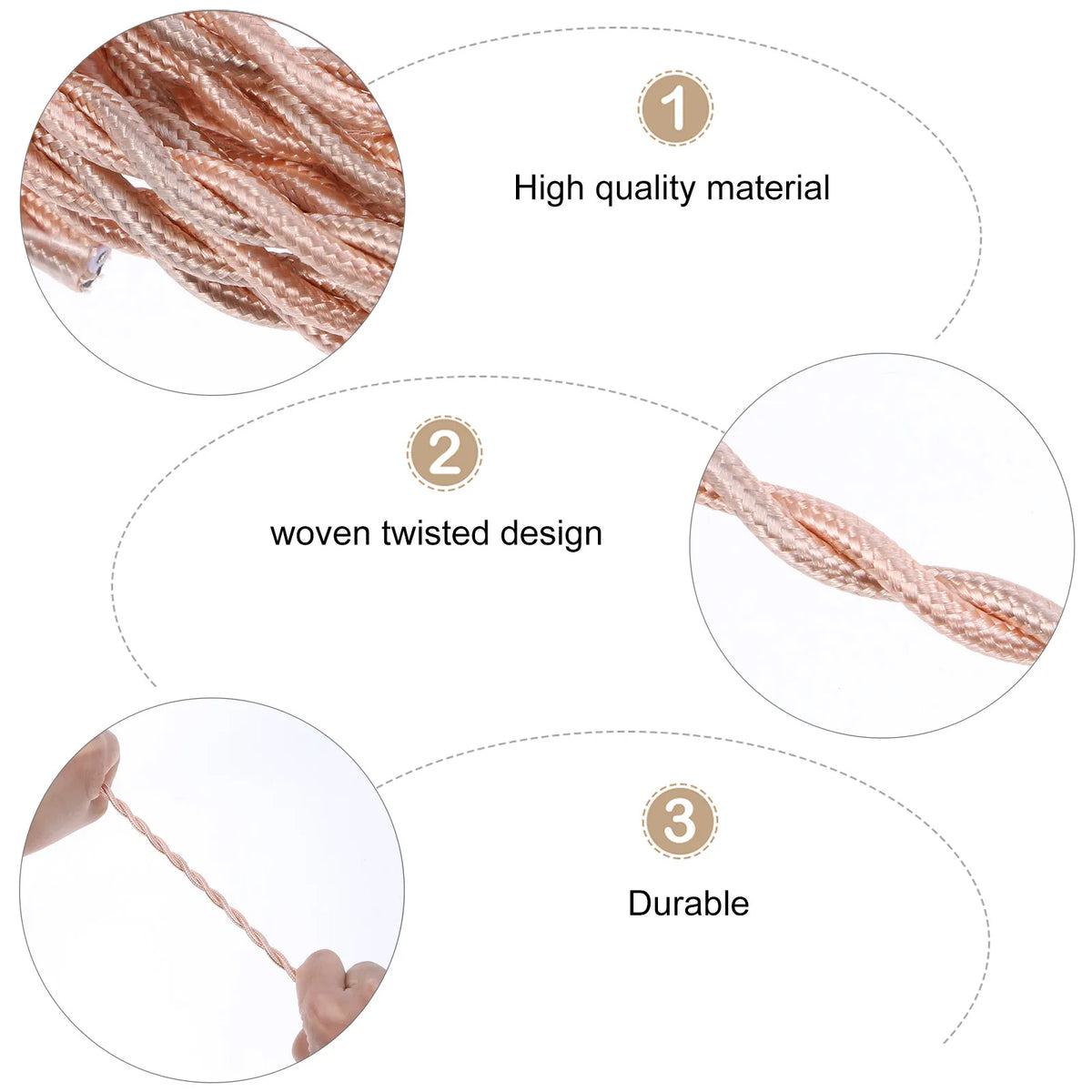 Fabric Cloth Covered Twisted Copper Lamp Wire 5m – Vintage Cord Fabric Lamp Cord Richie's