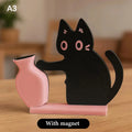 Black Cat Pushing Vase Fridge Magnet & Whisker Keepsake Box Decorative Fridge Magnet Richie's A3