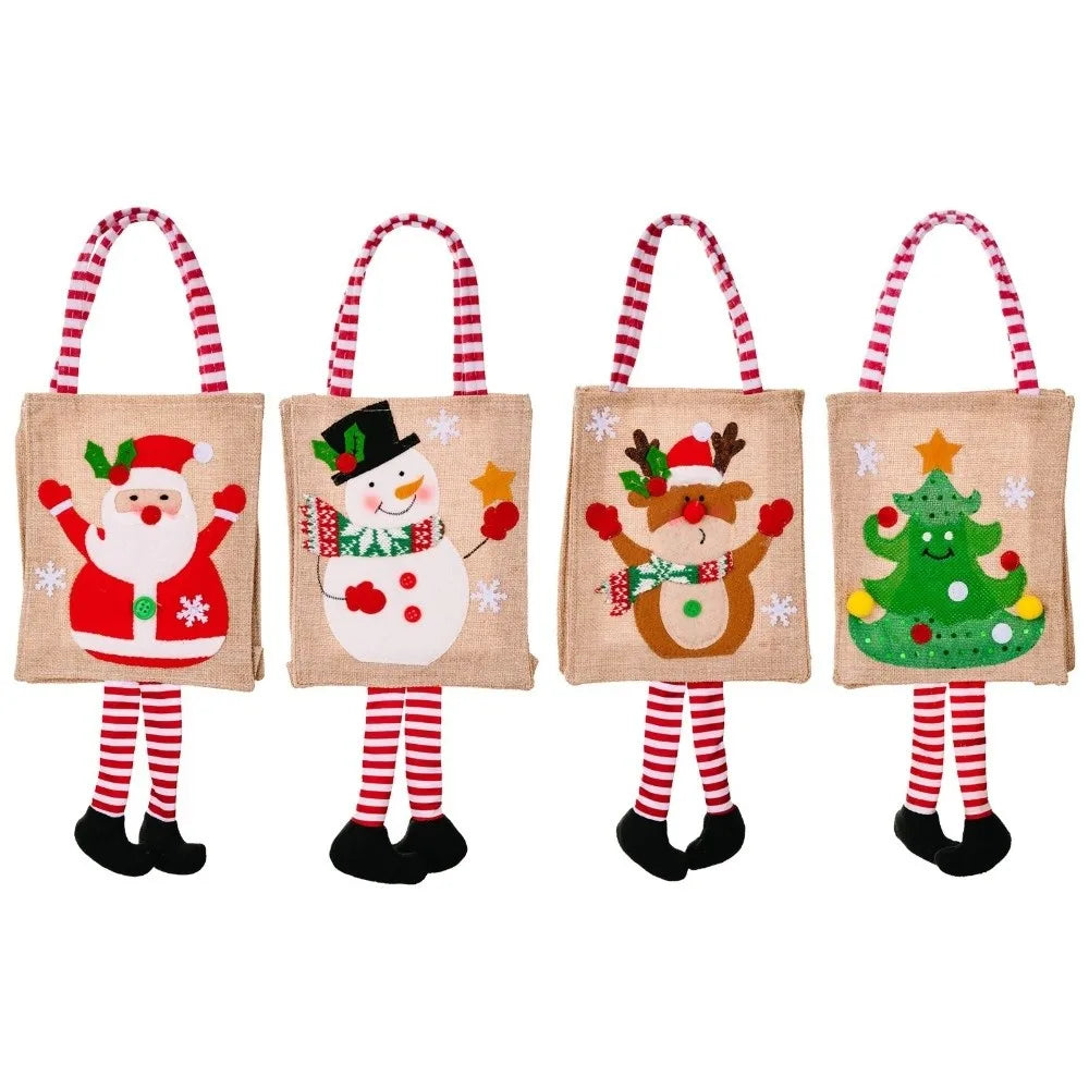 Linen Christmas Gift Bags – Santa Snowman Xmas Designs Christmas Gift Bag Richie's