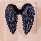 Handmade Feather Angel Wings Cosplay Party Props – Black White Pink Costume Angel Wings Richie's Black 1