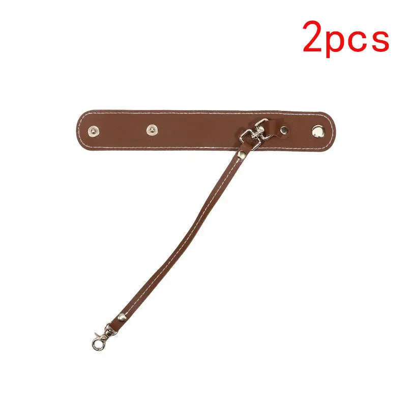 Vintage Leather Glove Holder Strap with Clasp for Handbag & Hat Leather Holder Strap Richie's 2pcs brown