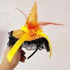 Halloween Witch Hat Headband – Lace Sequins Hair Hoop Halloween Costume Headband Richie's