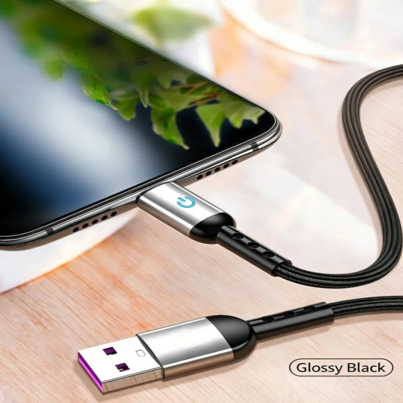 FUCHU Braided USB-C Cable LED Indicator Fast Charging 1.2M USB-C Charging Cable Richie's