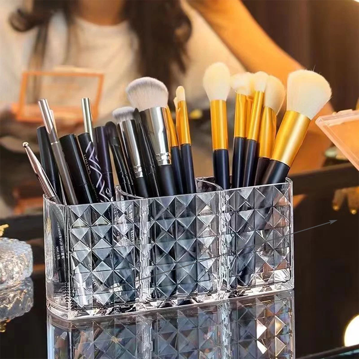Diamond Acrylic Makeup Brush Holder & Desk Organizer Makeup Brush Holder Richie's