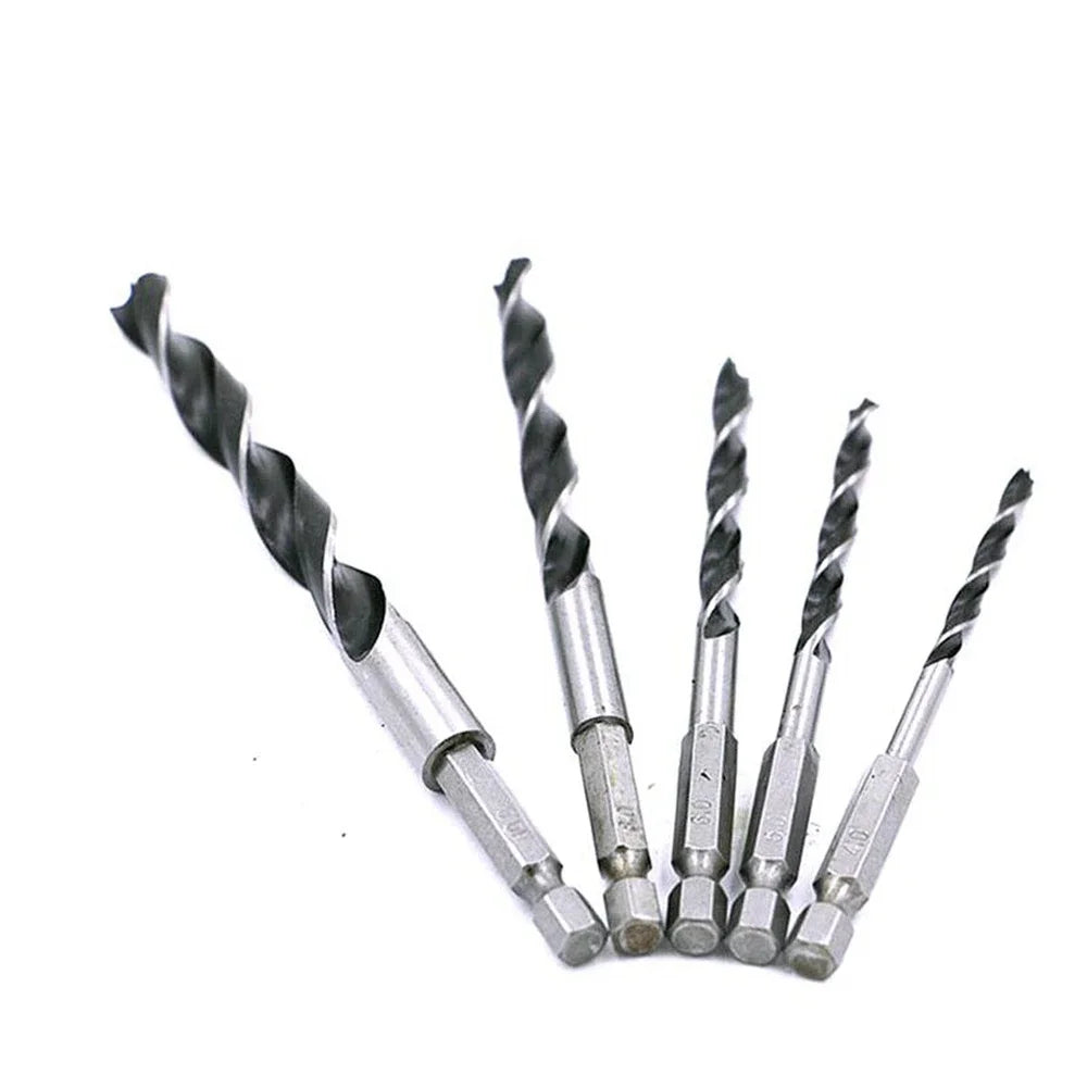 5Pcs Three-Point HSS Woodworking Drill Bit Set – Hex Shank Woodworking Drill Bits Richie's