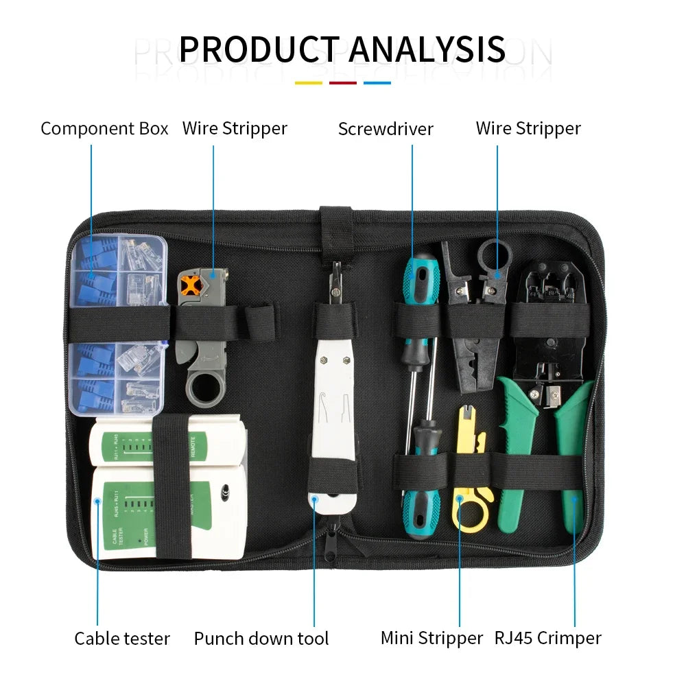 RJ45 Crimping Tool Kit – Network Tester, Stripper & Cat5 Plugs Network Crimping Kit Richie's
