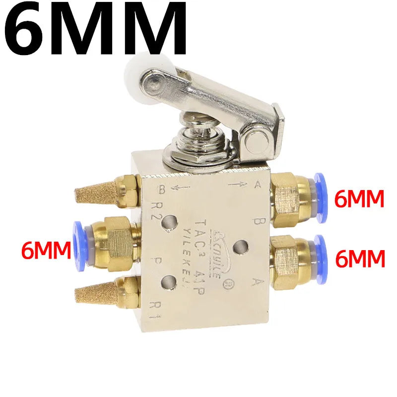 TAC2-41P 1/8" Pneumatic Lever Valve 5-Way 2-Position Spring Return Pneumatic Lever Valve Richie's TAC2-41P-34T-PC6MM