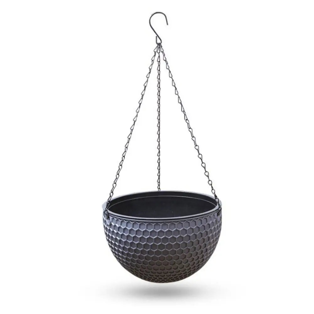 Hanging Woven-Look Self-Watering Flower Basket Hydroponic Pot Hanging Flower Basket Richie's grey