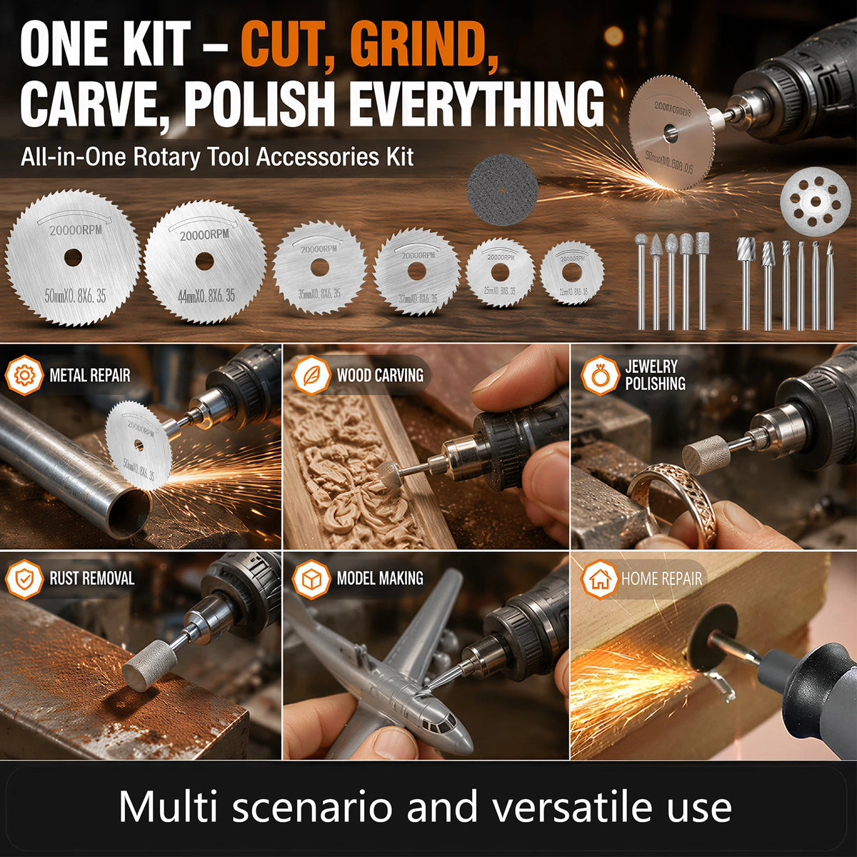 Rotary Tool Accessories Set – HSS Blades, Diamond Wheels & Burrs Rotary Tool Accessory Set Richie's