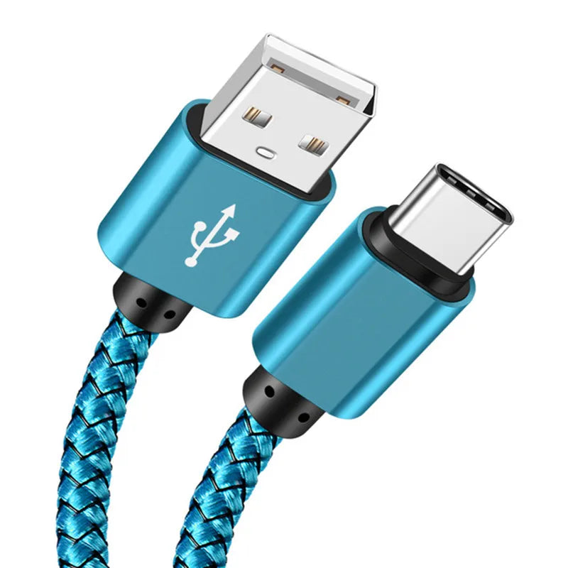 FUCHU USB-A to USB-C Nylon Braided Fast Charging Cable 1M 2M 3M USB Charging Cable Richie's Bule 1M