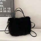 Women's Faux Fur Crossbody Bag – Detachable Strap & Buckle Faux Fur Crossbody Bag Richie's black 1pc