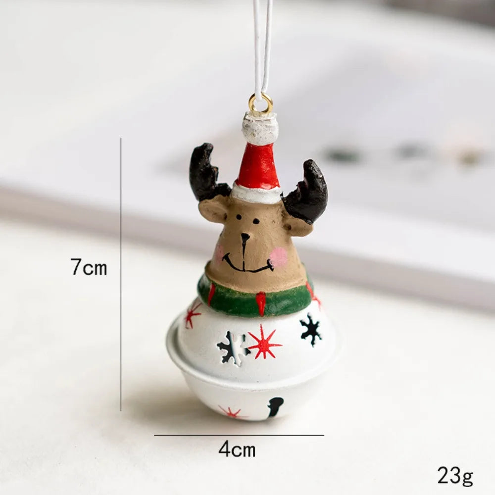 Iron Christmas Hanging Bell Ornament – Red & Green Santa Pendant Christmas Bell Ornament Richie's Elk
