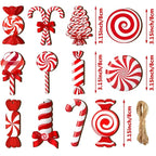 Wood Candy Cane Christmas Ornaments 12/24pcs – Red & White Christmas Ornaments Richie's