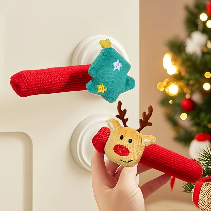 Santa Claus Door Handle Covers | Christmas Glove Decorations Christmas Door Decoration Richie's