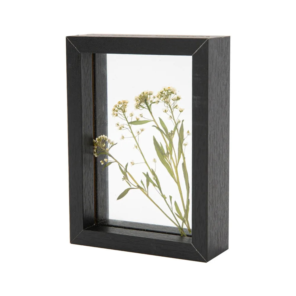 Wooden Glass Leaf Specimen Frame – Double-Sided Display Specimen Display Frame Richie's Black-5inch
