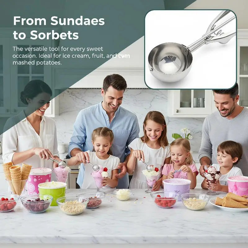 Stainless Steel Ice Cream Scoop Set – 3 Sizes, Spring Handle Ice Cream Scoop Set Richie's