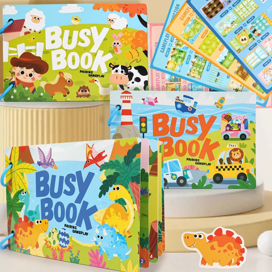 Toddler Busy Book Learning Toy – Farm, Dinosaur & Vehicles Educational Busy Book Richie's
