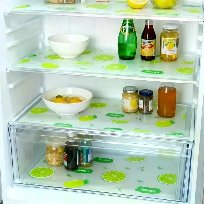 Lemon Pattern Fridge Liner Set 4/8Pcs – Waterproof Non-Slip EVA Refrigerator Shelf Liner Richie's