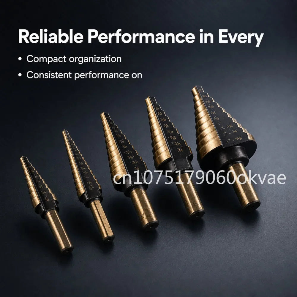 HSS Cobalt Step Drill Bit Set – 5-Piece, 50 Sizes + Case Step Drill Bit Set Richie's