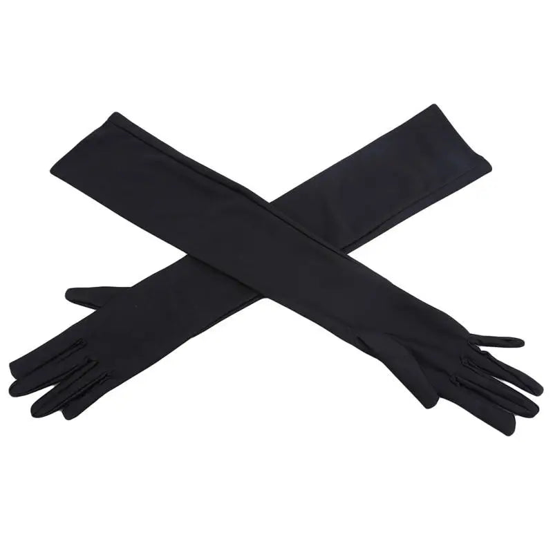 Women's Long Satin Opera Gloves for Prom, Party & Costume Satin Opera Gloves Richie's Black One Size