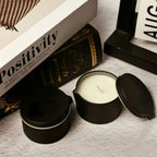 Round Tinplate Candle Tins with Spout & Lid – Black & Silver Candle Tin Container Richie's