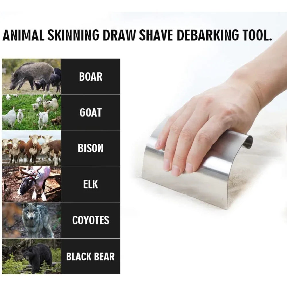 Stainless Steel Skinning & Fleshing Knife – Draw Shave Hide Tool Fleshing Knife Richie's