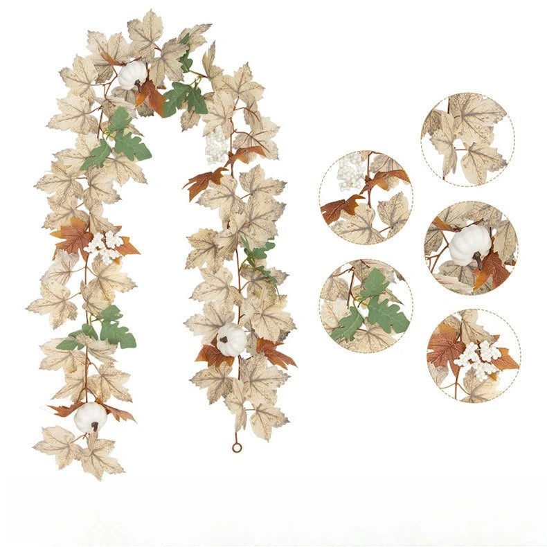 Autumn Maple Leaf & Pumpkin Wreath – Fall Holiday Wall Decor Seasonal Decorative Wreath Richie's 1 item
