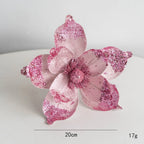 Christmas Artificial Glitter Flowers 20cm Xmas Tree Ornaments Christmas Tree Ornament Richie's Pink