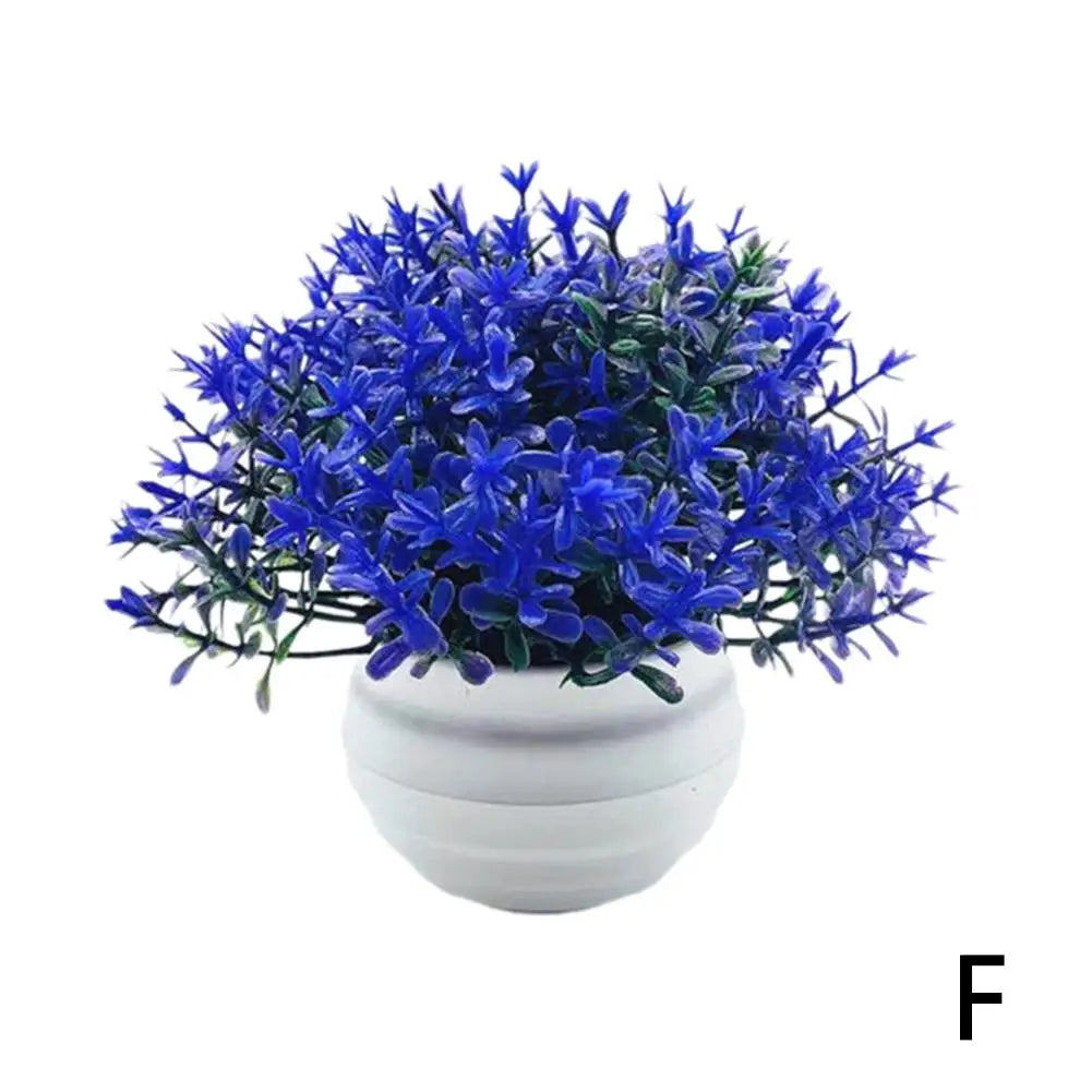 Artificial Bonsai Potted Plant – Multi-Color Faux Grass Décor Artificial Potted Plant Richie's Violet blue
