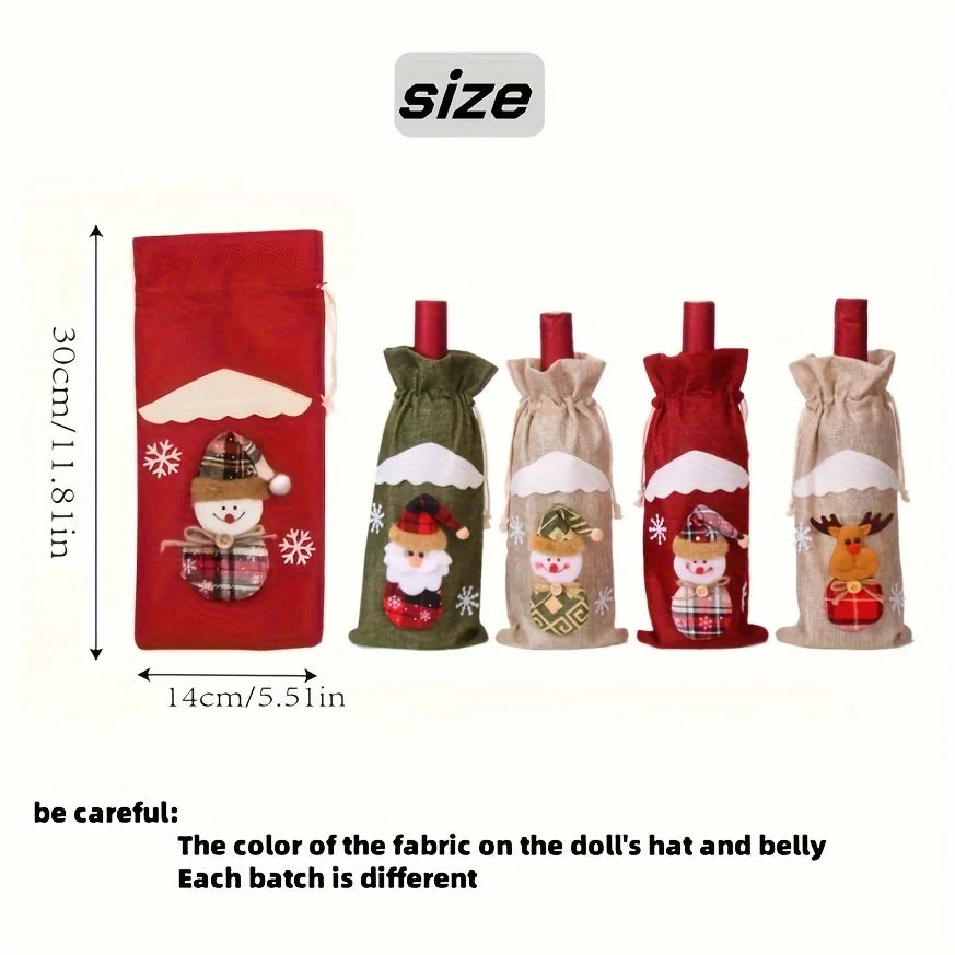 Christmas Wine Bottle Bags – Santa, Plaid & Floral | 1 or 3 Pcs Holiday Bottle Bag Richie's