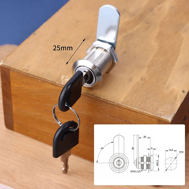 Zinc Alloy Cabinet Cylinder Lock with 2 Keys | Furniture Security Cabinet Cylinder Lock Richie's A4