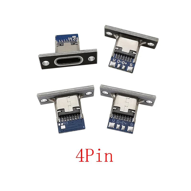 USB-C Female Soldering Connector 2/4/6 Pin with Fixing Plate USB-C Connector Richie's