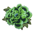 3D Peony Embroidery Patch Ethnic Floral Sew-On Appliqué Embroidery Patch Richie's Green
