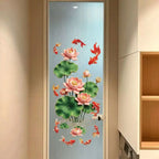 Lotus & Koi Fish Glass Window Sticker – No-Glue PVC Decal Window Decal Sticker Richie's