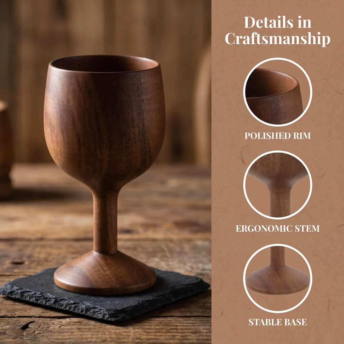 Wooden Wine Goblet Retro Chalice Cup – Natural Wood Beer Mug Wooden Goblet Cup Richie's
