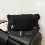 Women's Plush Faux Fur Crossbody Bag – Trendy Winter Shoulder Bag Crossbody Shoulder Bag Richie's black