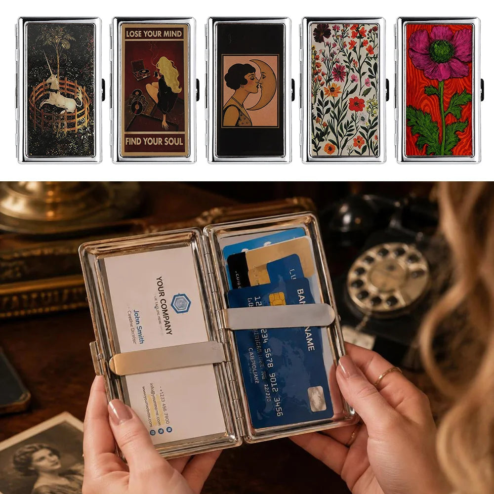 Vintage Metal Business Card Case – Snap Closure Multi-Function Metal Card Case Richie's