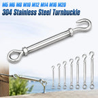 304 Stainless Steel Turnbuckle Wire Rope Tensioner M5–M20 Wire Rope Turnbuckle Richie's