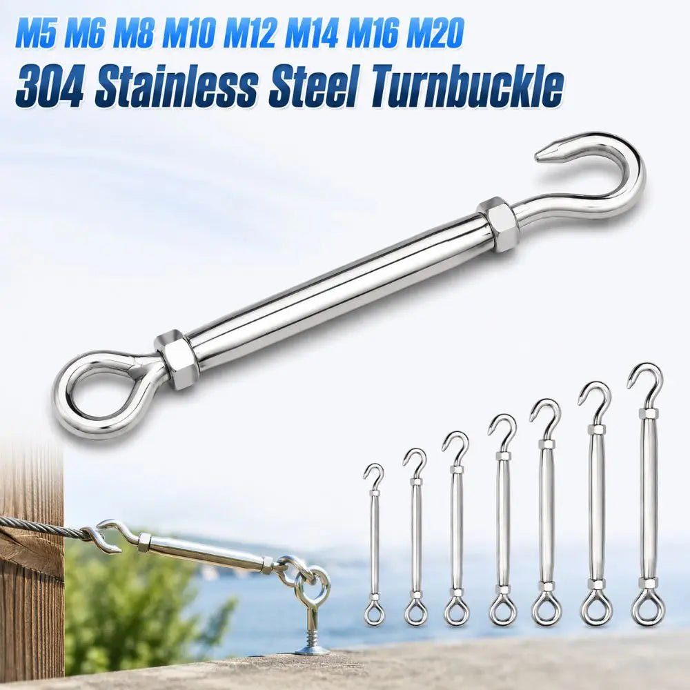 304 Stainless Steel Turnbuckle Wire Rope Tensioner M5–M20 Wire Rope Turnbuckle Richie's