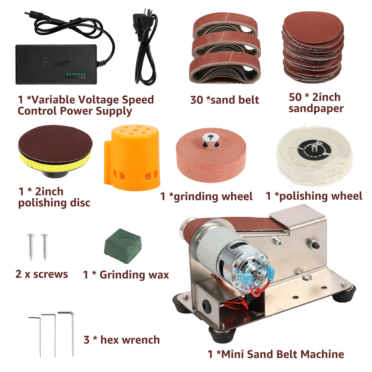 Toorise Mini Electric Belt Sander & Bench Grinder 7-Speed Electric Belt Sander Richie's 87pcs