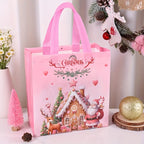 Pink Christmas Tote Bags with Handles | Santa & Elk 4/8 Pcs Christmas Gift Bags Richie's