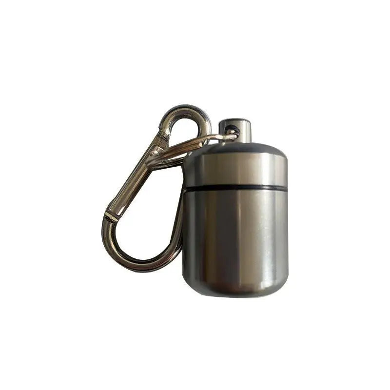 Waterproof Mini Pill Box Keychain – Aluminum Sealed Container Keychain Pill Box Richie's Gray