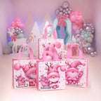Christmas Gift Bags with Handles – Pink Santa Claus Tote Christmas Gift Bags Richie's